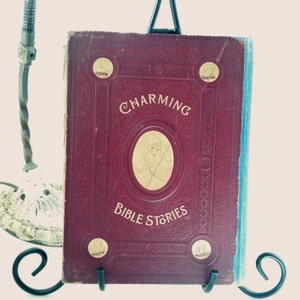 Antieke boek, charmante Bijbelverhalen, 1893 editie met antieke etsen, antieke Bijbelverhalen