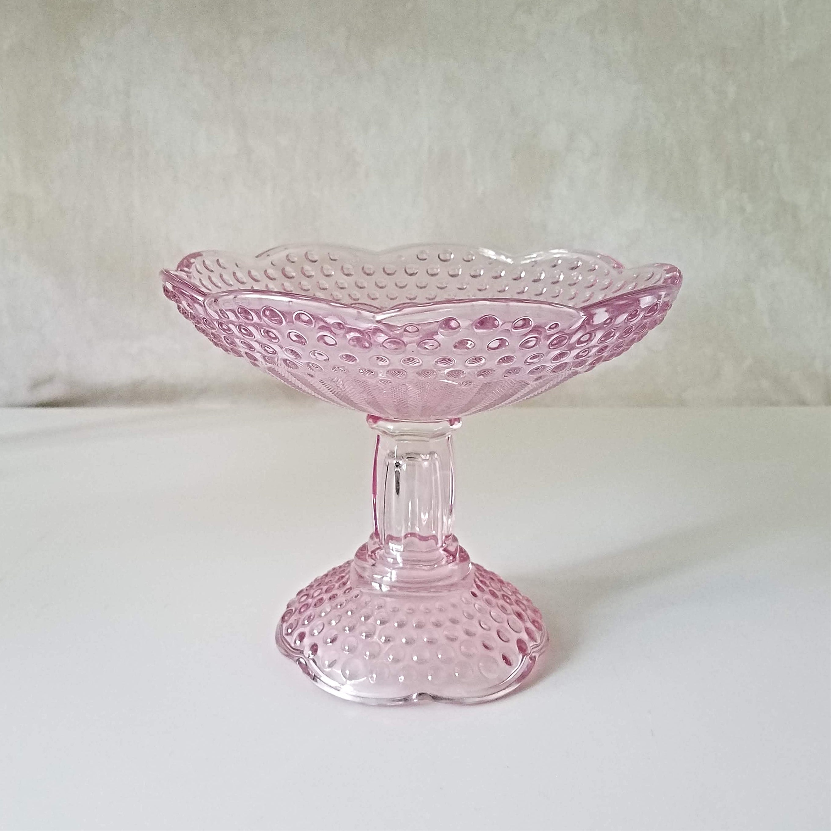 Vintage Pink Glass, Gorham Emily's Attic Pink Crystal Compote, Pink
