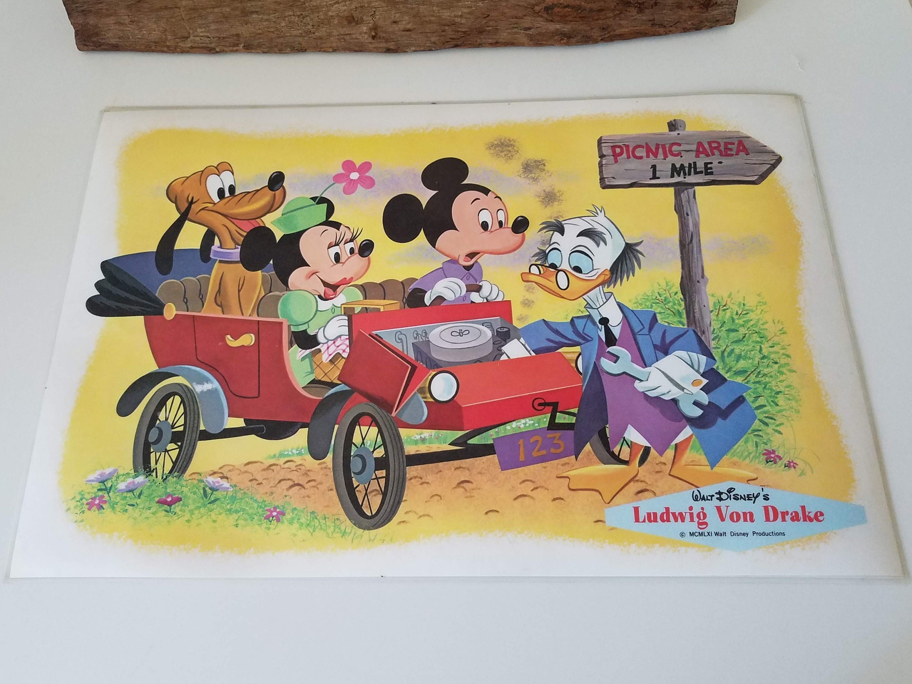 Vintage Disney Placemat Poster, Ludwig Von Drake and Mickey Mouse ...