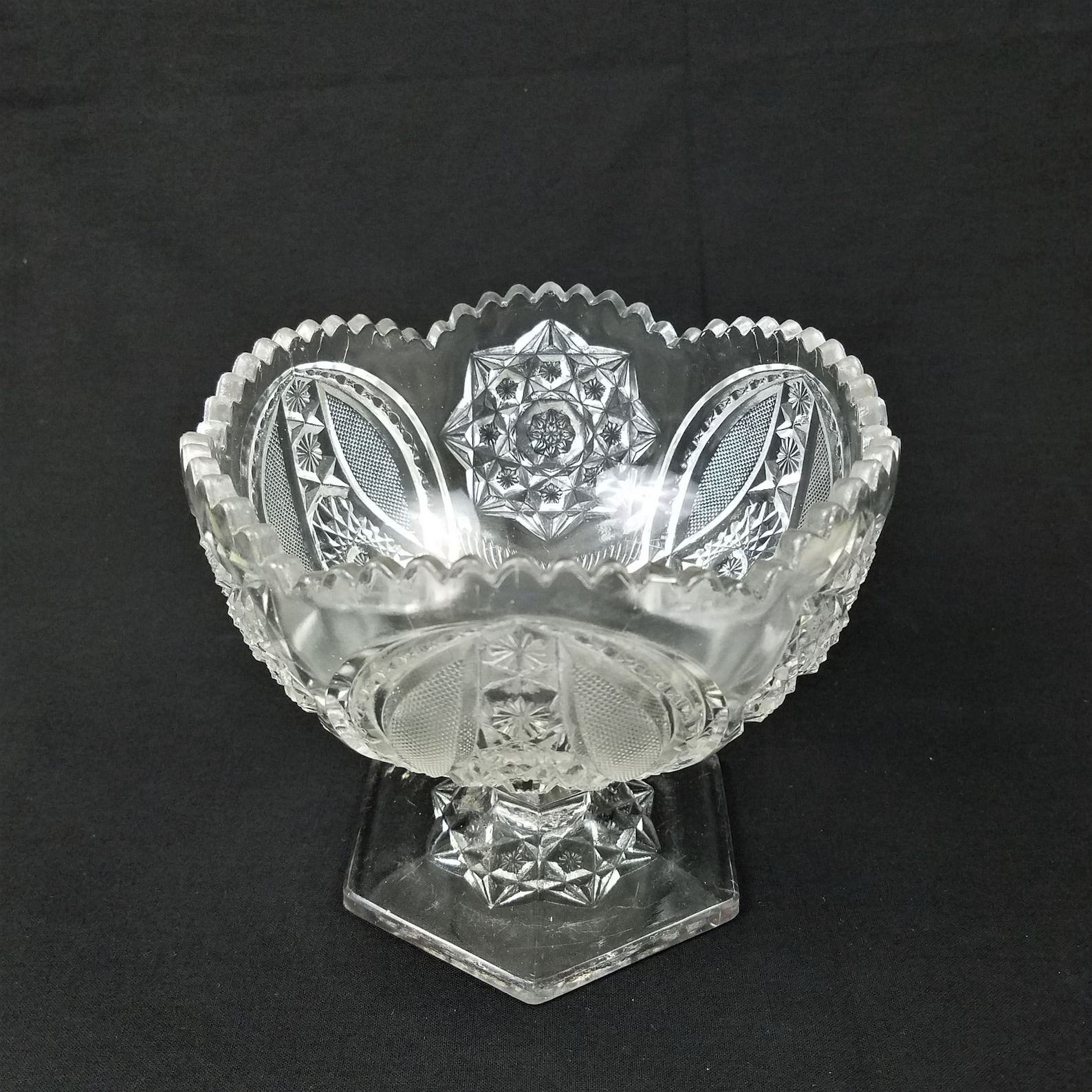 Vintage Glass Compote, EAPG Pressed Glass Pedestal Bowl, Collectible