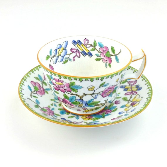 Flowered Tea Cup by Hammersley, Rare Hammersley Bone China Vintage Tea Cup and Saucer, Collectible China, Mismatched China, Wedding Gift