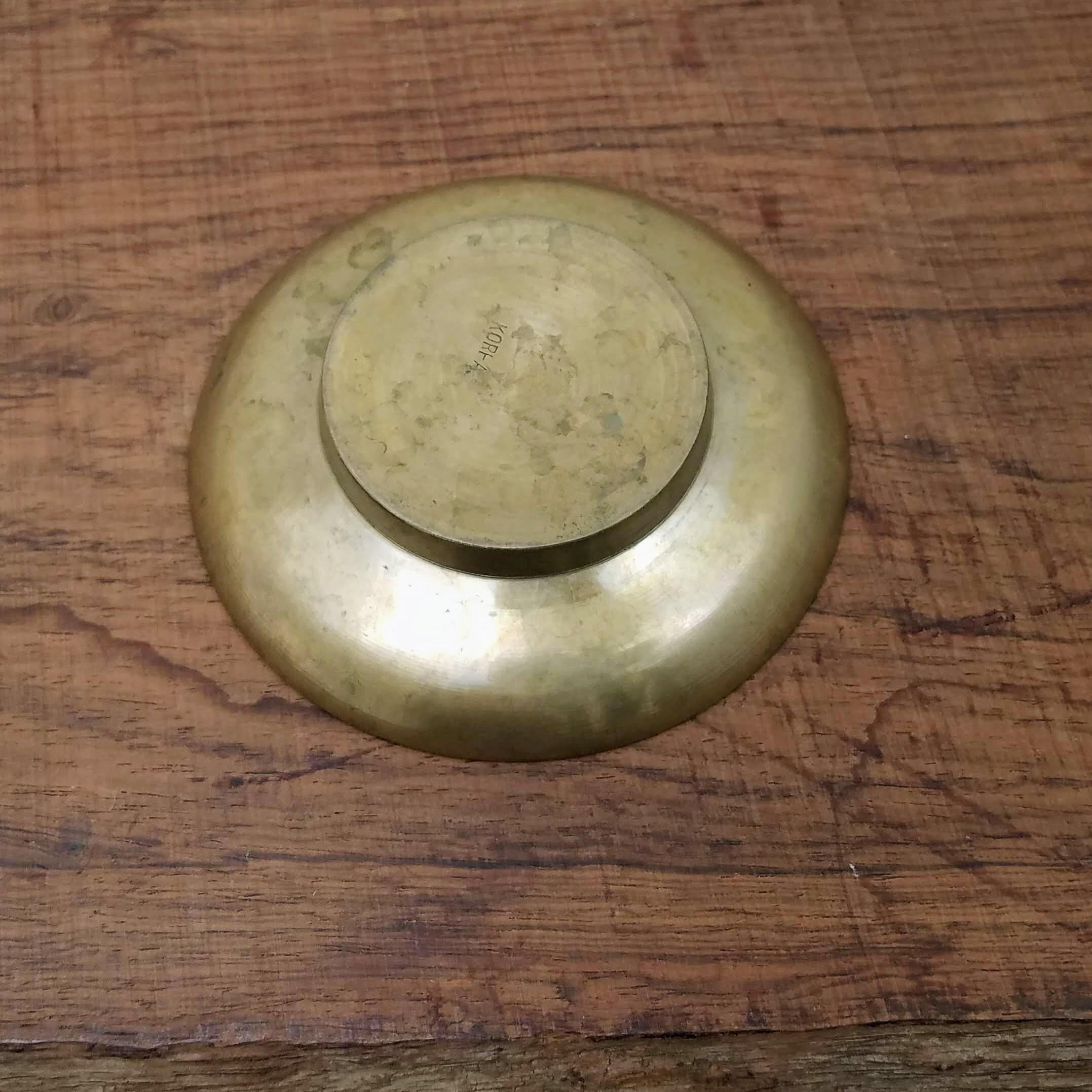 Vintage Brass Dish, Korean Zodiac Collectible Brass Small Bowl, Vintage