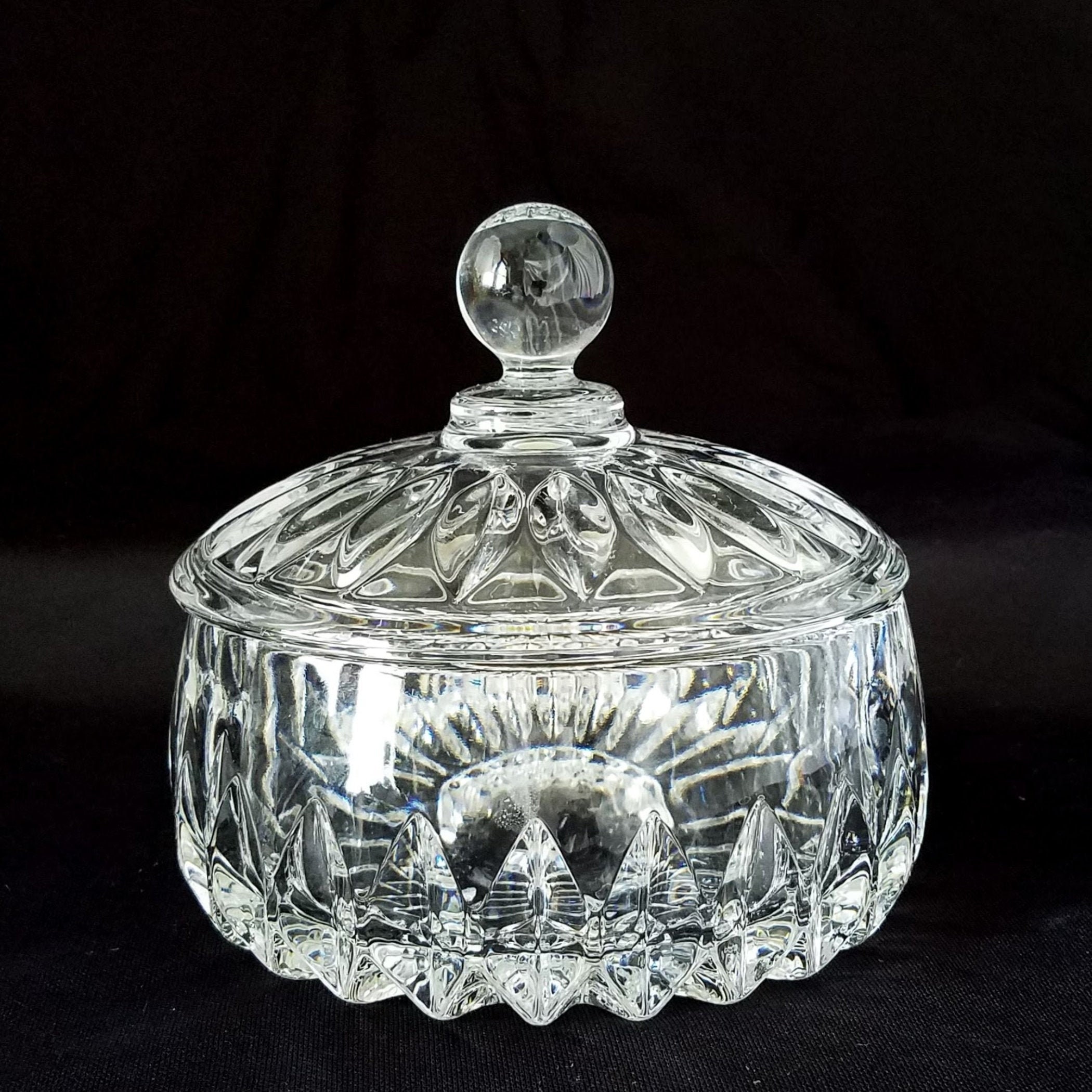 Crystal Covered Candy Dish, Sunflower Pattern Crystal Covered Bowl