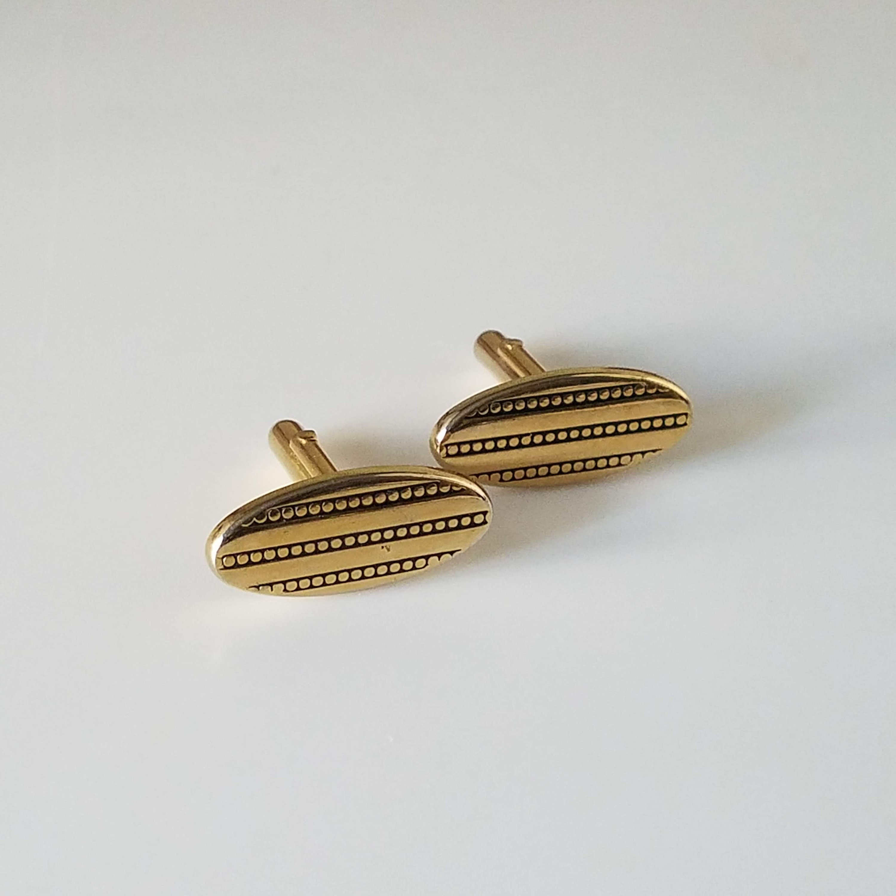 Vintage Cuff Links, Swank Signed Cufflinks, Retro Gold Tone Metal Cuff