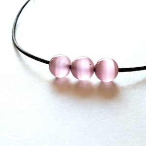 Pink Necklace, Minimalist Necklace, Pink Cats Eye Necklace, Boho Chic, Leather Choker, Boho Necklace, Everyday Jewelry, Gifts for Women,