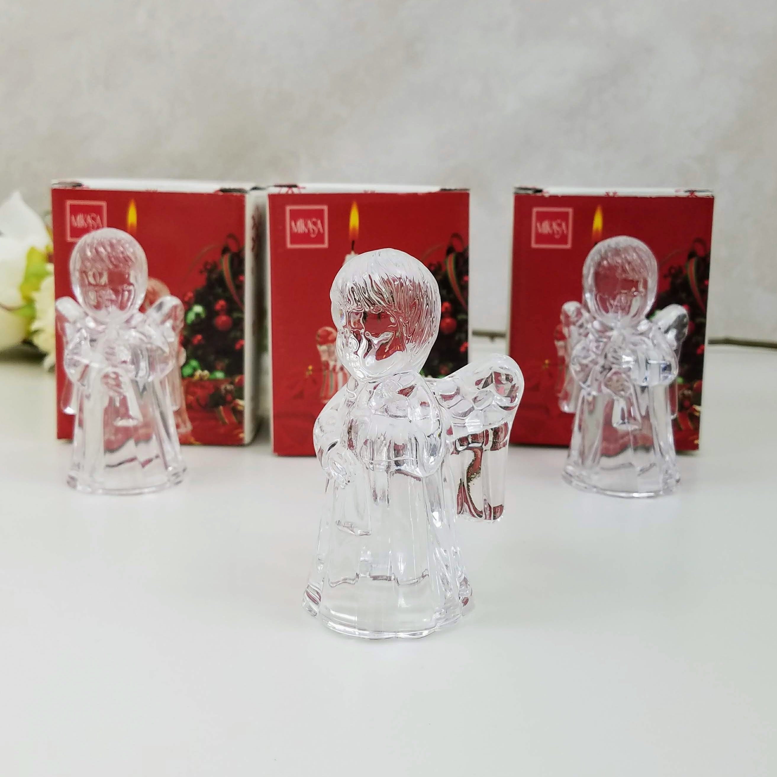 Mikasa Sweet Angel Candle Holder, Vintage Mikasa Glass Angel Candle