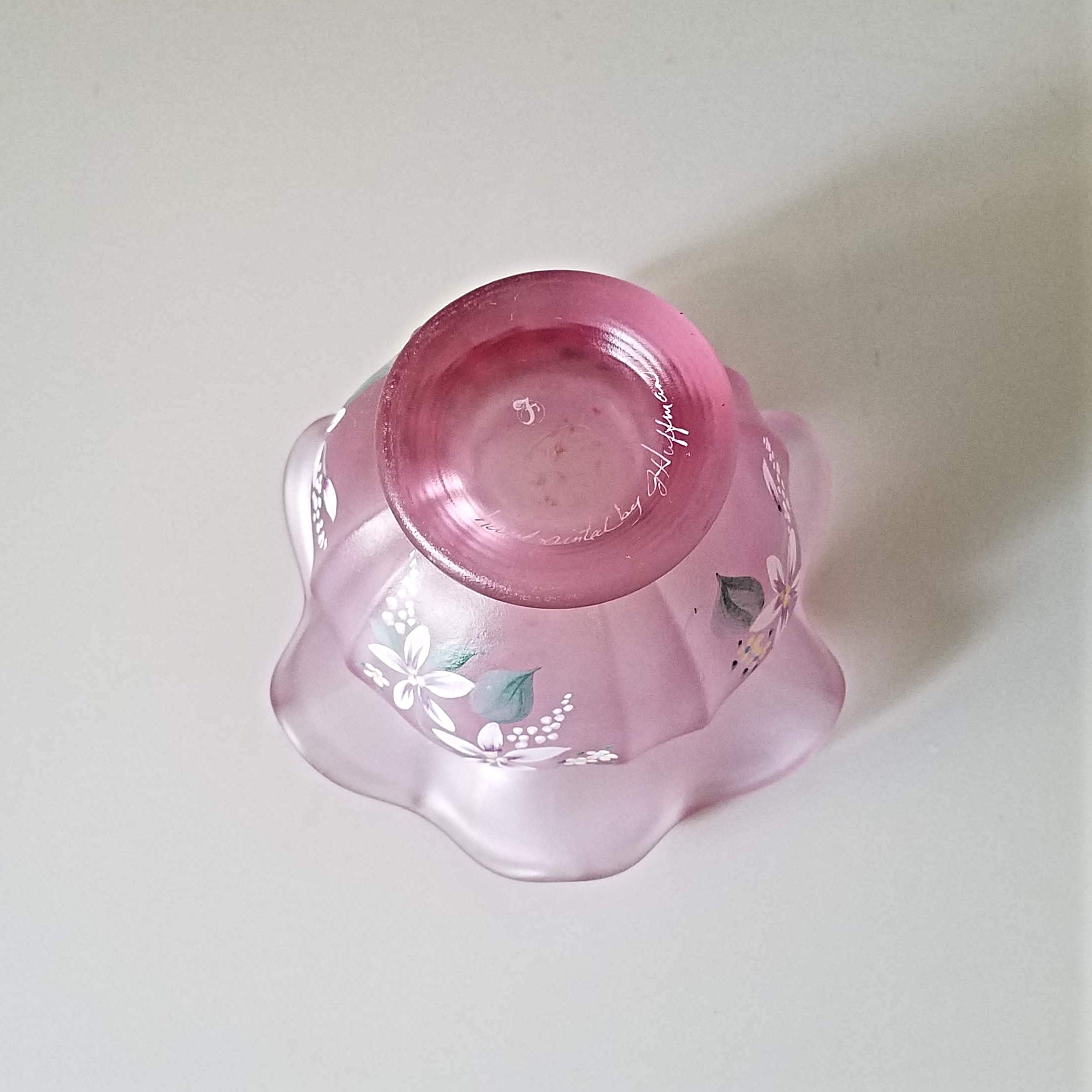 Hand Painted Fenton Glass Vase, Collectible Pink Opalescent Iridescent