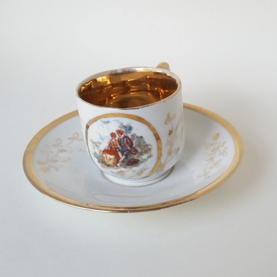 Vintage Tea Cup, Victorian Demitasse, Chocolate Cup, Portrait China, Gold Lined, Collectible China, Boho Chic Decor, Unique Gifts,