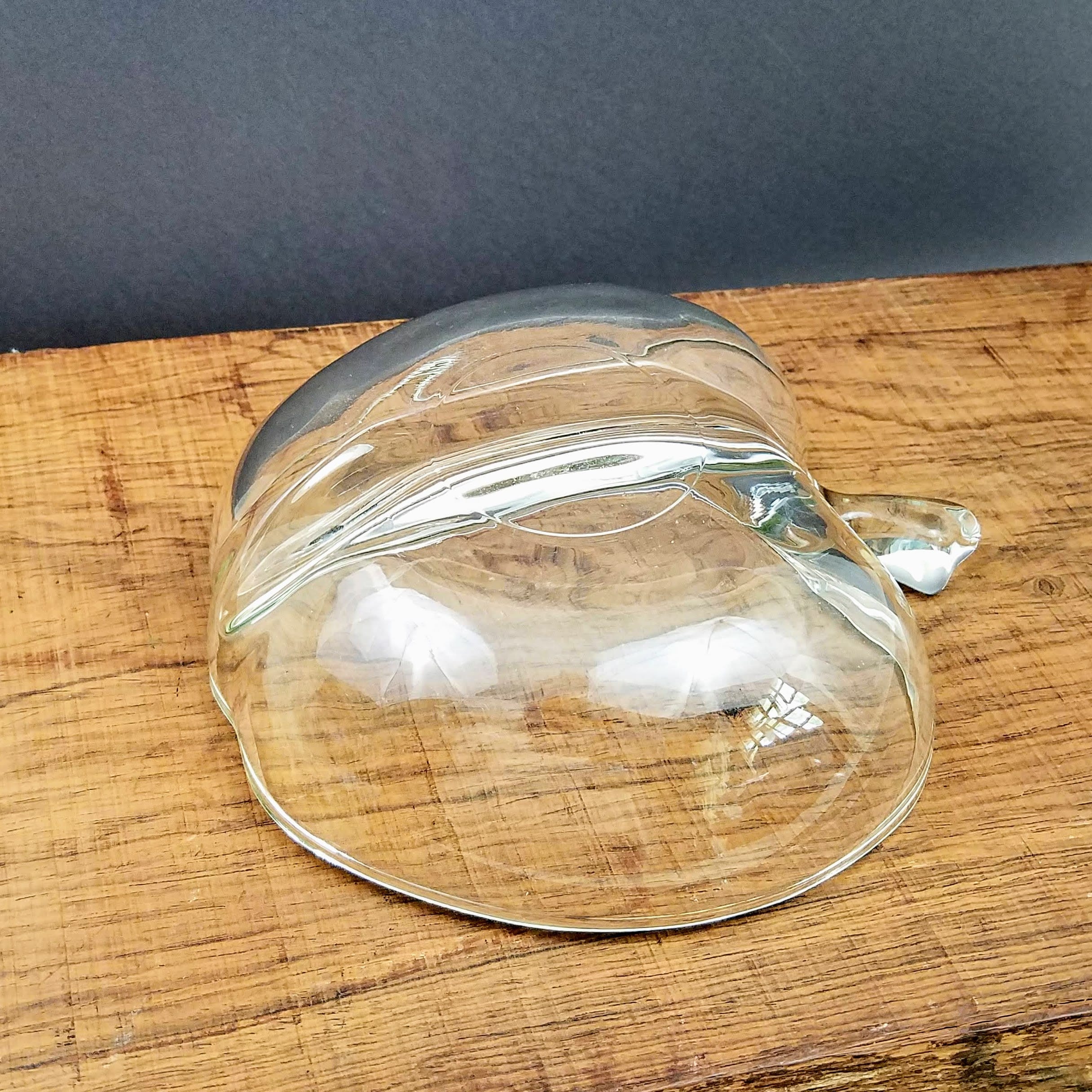 Hazel Atlas Orchard Divided Apple Bowl, Vintage Glass Bowl, Clear Glass