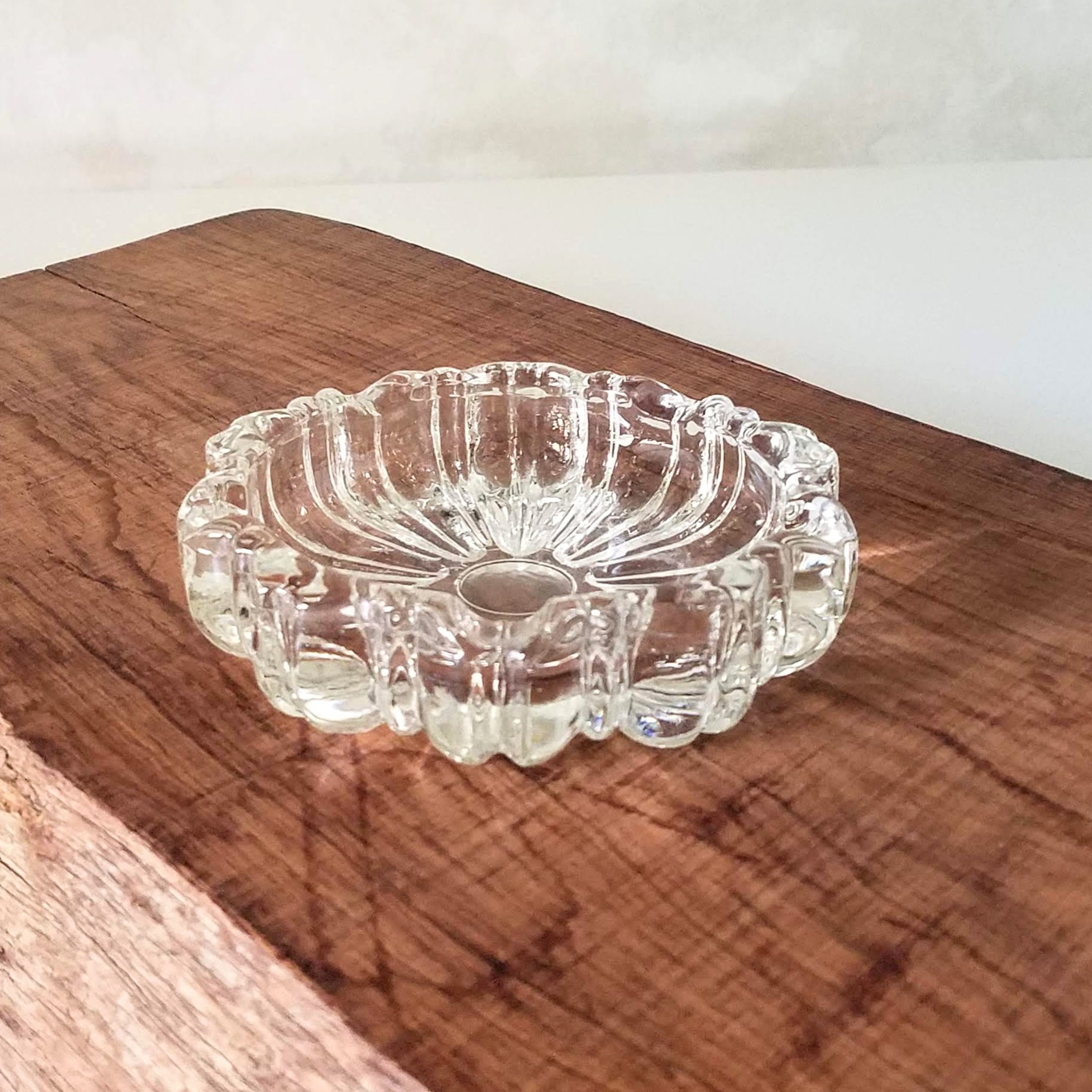 Clear Glass Ashtray, Vintage Pressed Glass Mid Century Modern Smokers