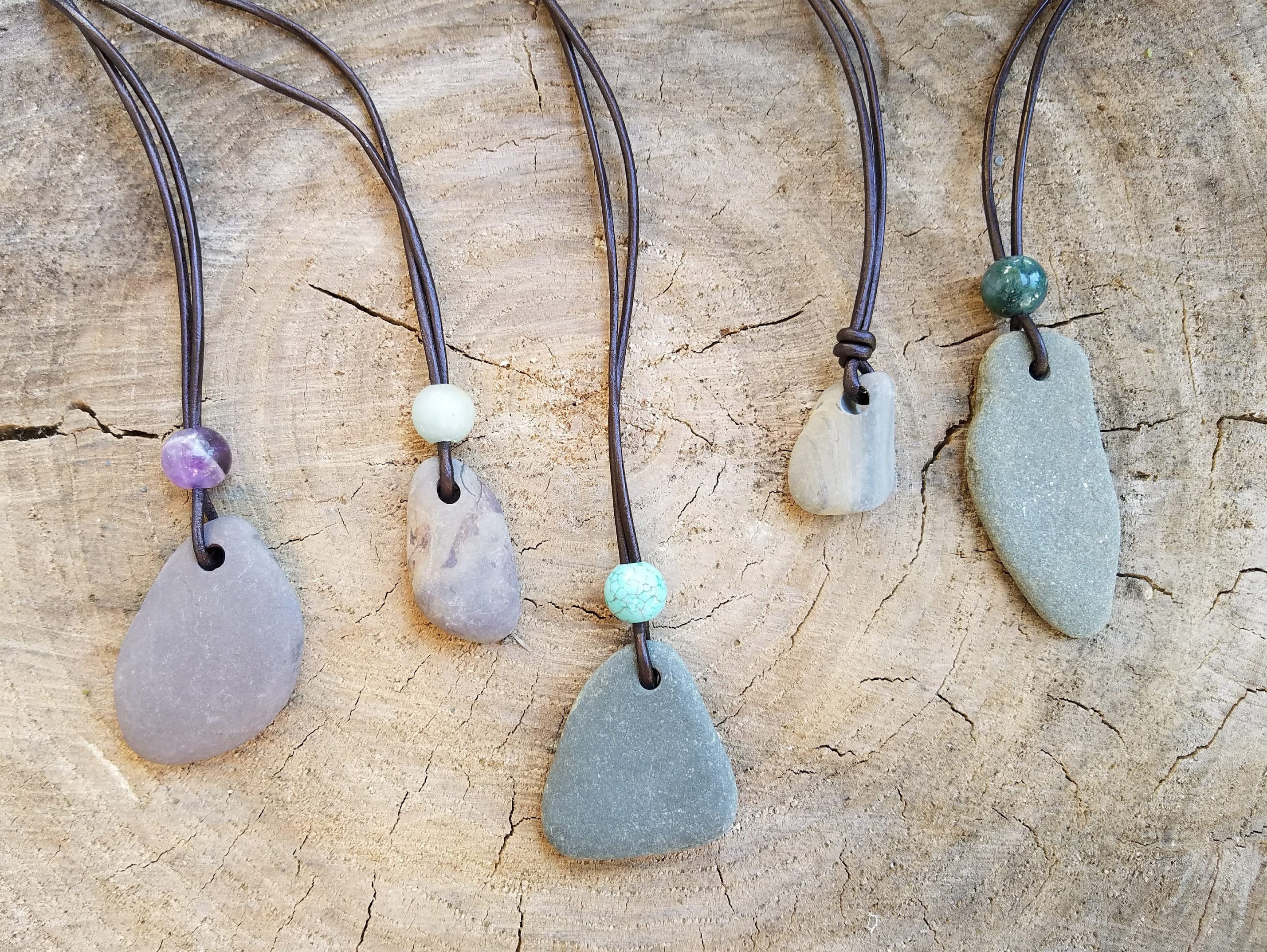 Unique River Rock Pendant, Natural River Stone Jewelry, River Rock