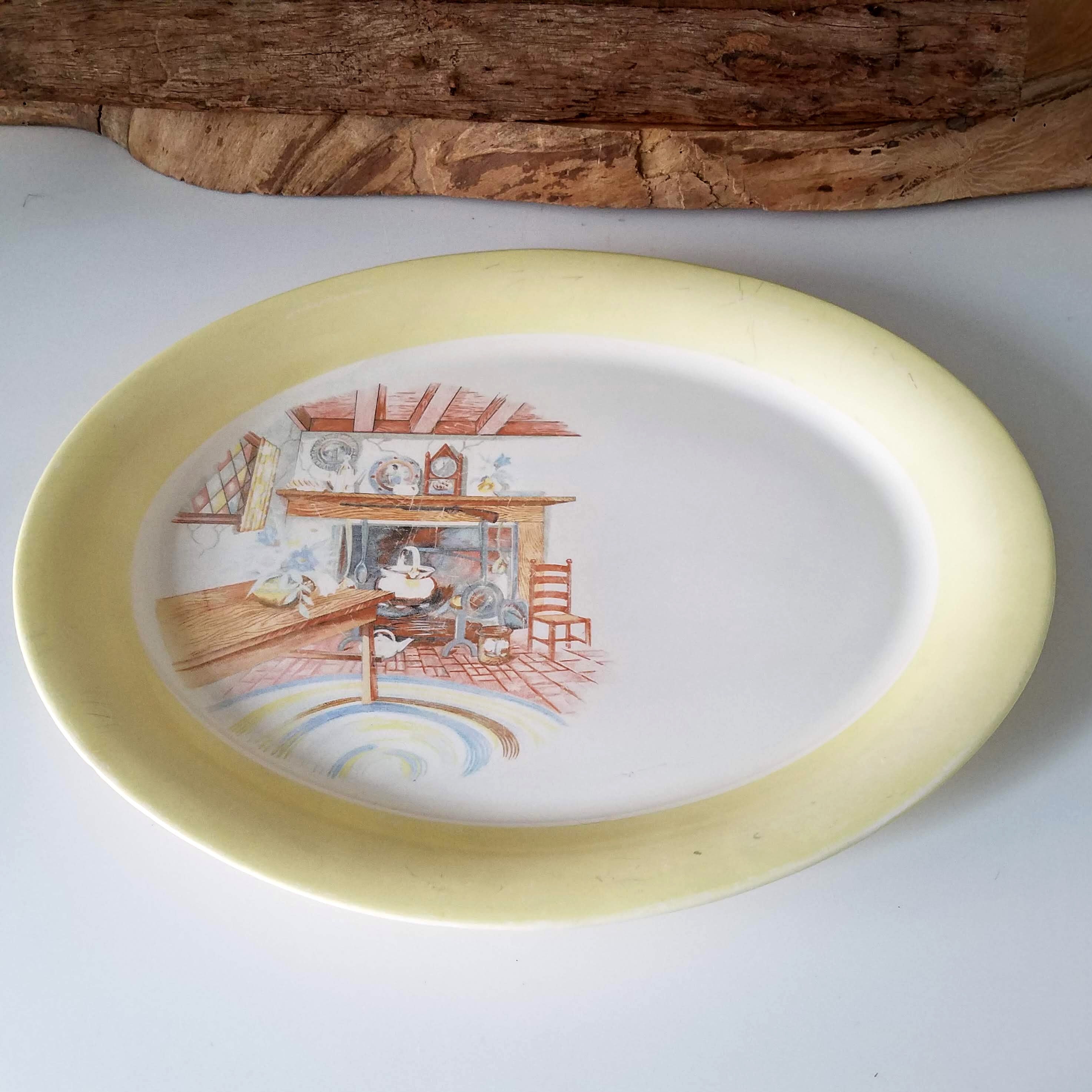 Homer Laughlin Eggshell Colonial Kitchen Platter, Yellow Edged ...