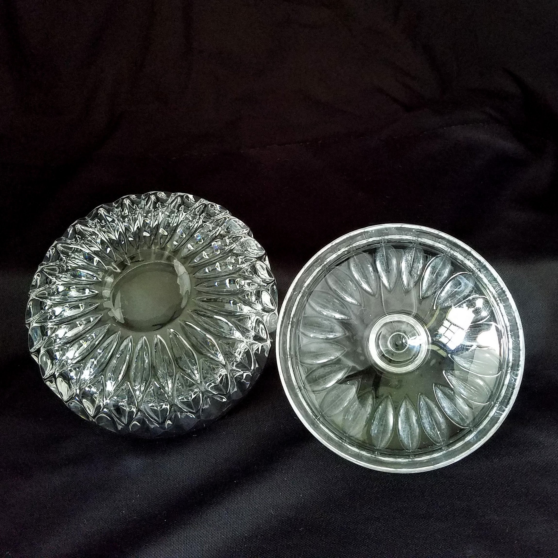 Crystal Covered Candy Dish, Sunflower Pattern Crystal Covered Bowl