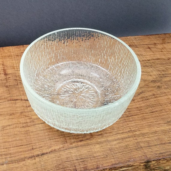 Vintage Pressed Glass Ice Textured Bowl, Small Clear Glass Bowl, Indiana Glass Crystal Ice Small Bowl, Collectible Farmhouse Glass Decor