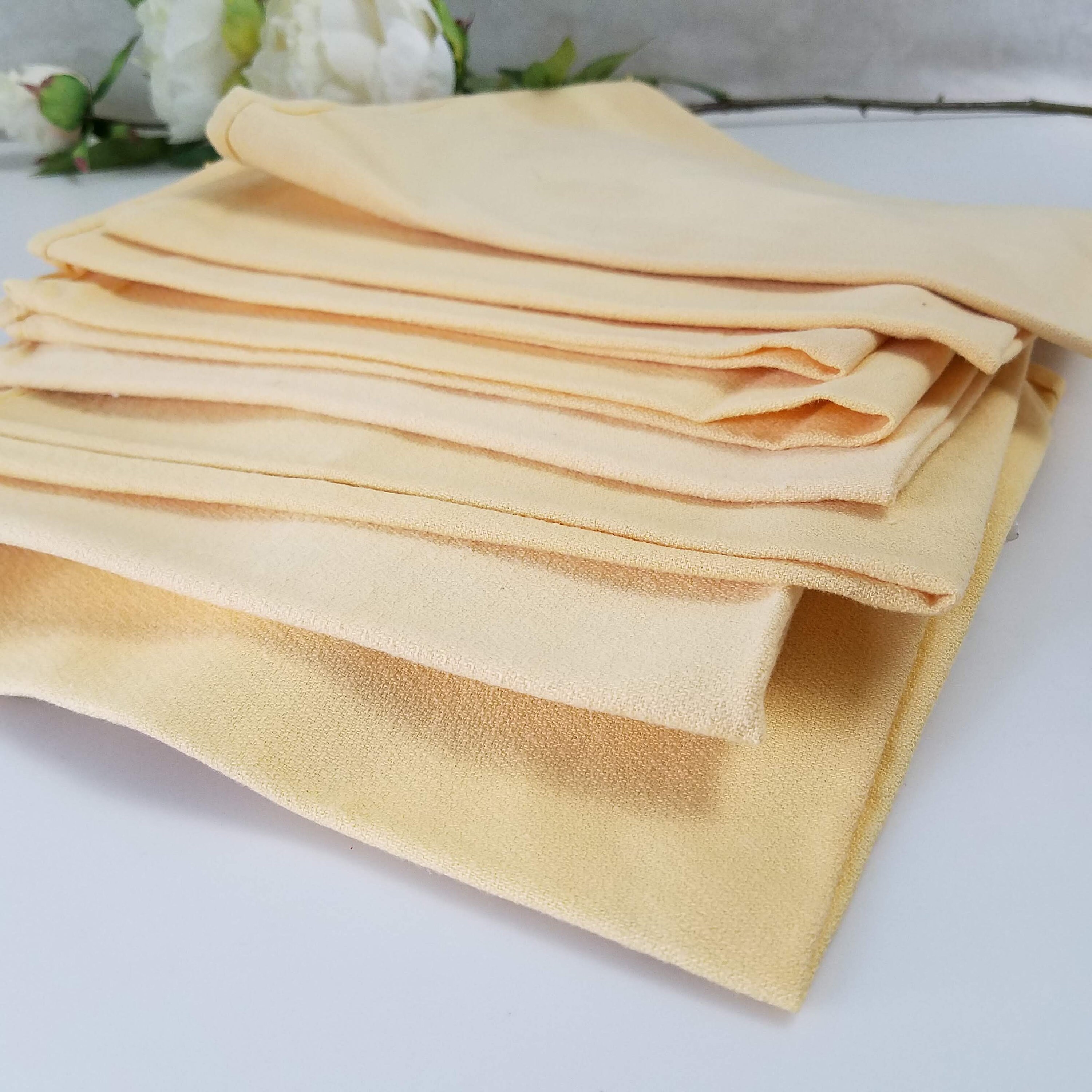 Vintage Linen Napkins, Set of 8 Handmade Large Yellow Fabric Napkins