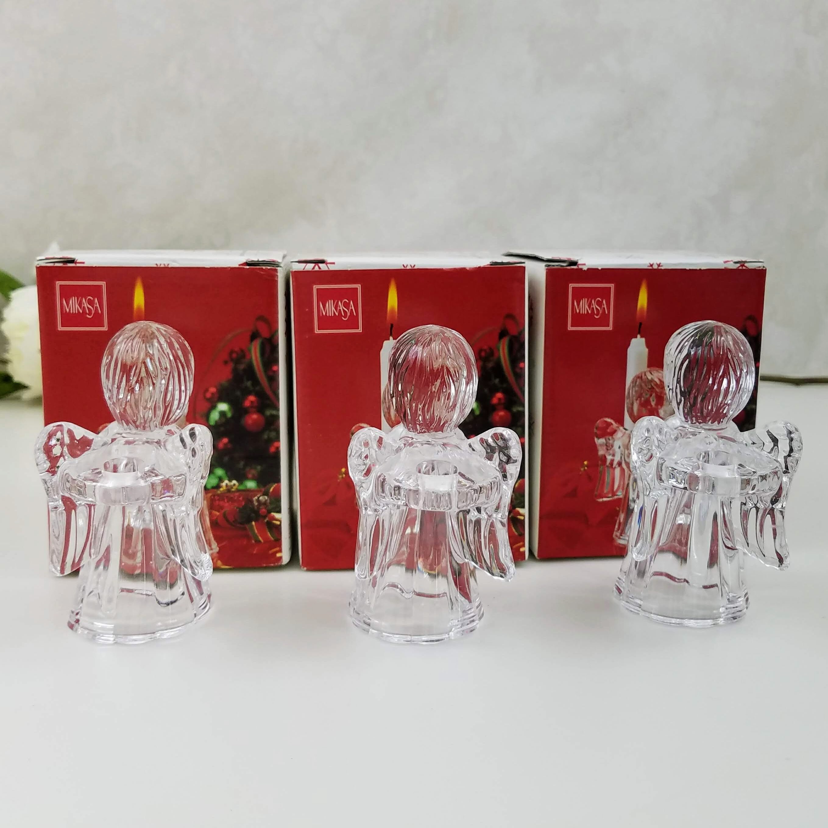 Mikasa Sweet Angel Candle Holder, Vintage Mikasa Glass Angel Candle