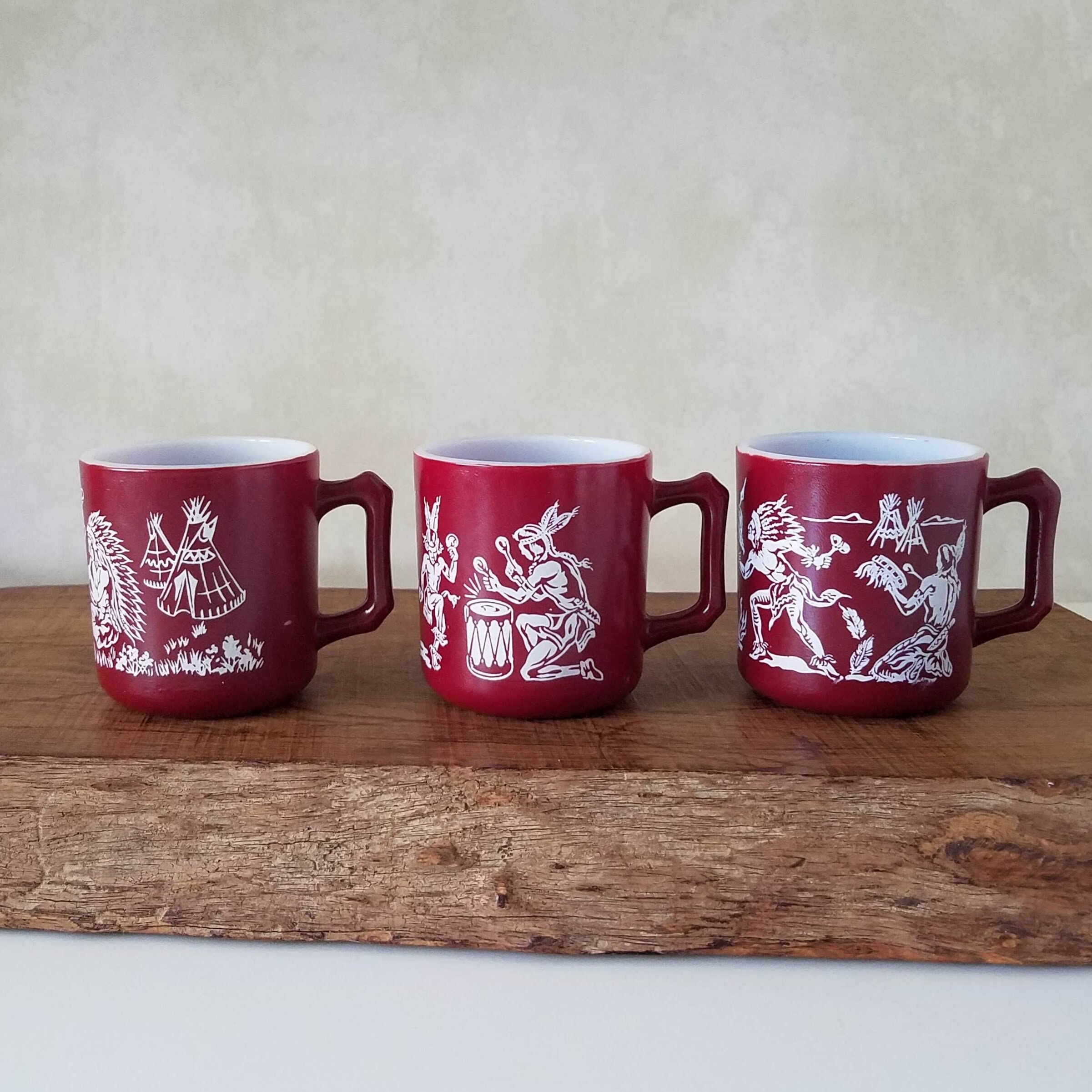 Hazel Atlas Kids Milk Glass Mugs, Set of 3 Collectible Childrens Mugs