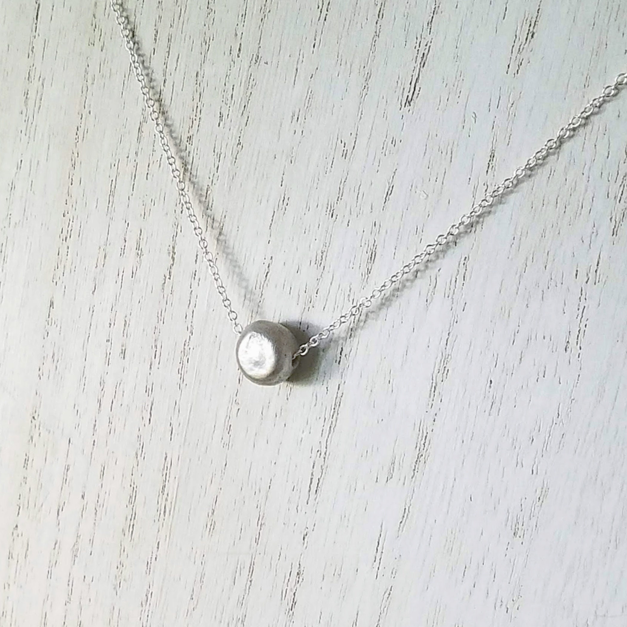 Pearl Necklace, Real Freshwater Pearl Sterling Silver Necklace Chain ...