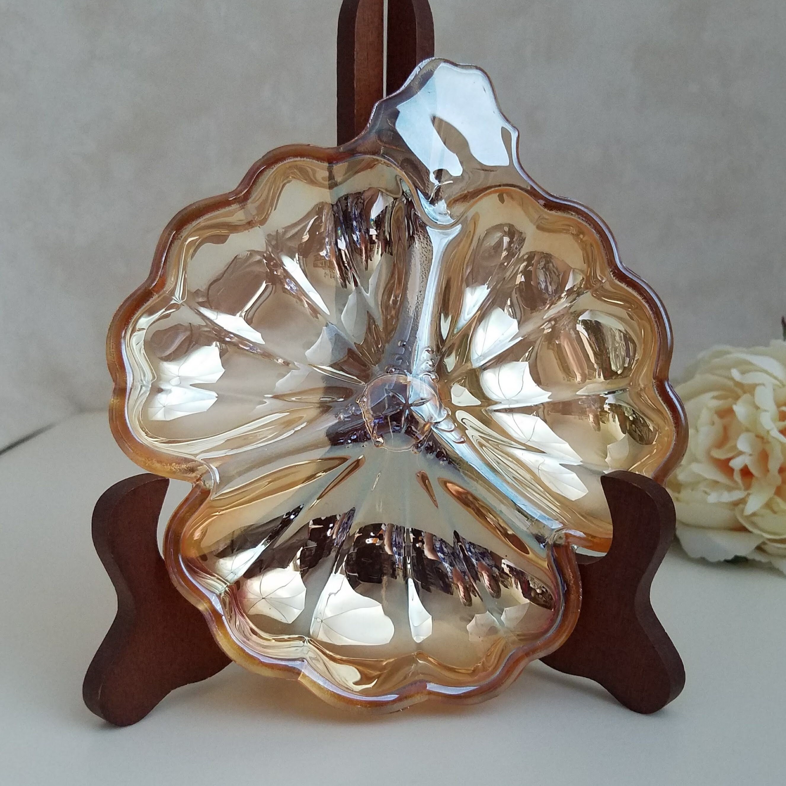 Buy Vintage Carnival Glass Candy Dish Marigold Doric Online