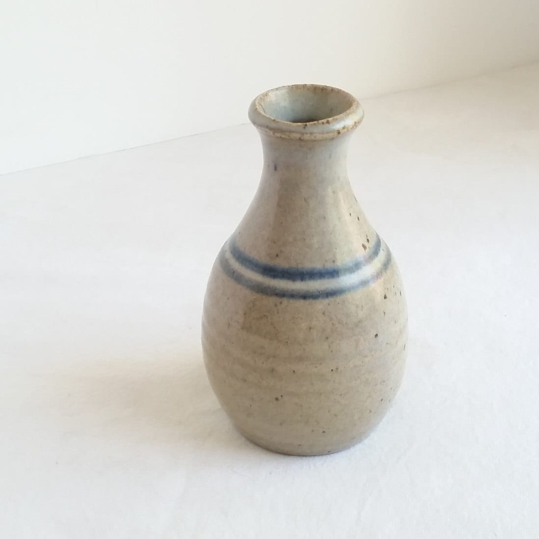 Stoneware Bud Vase, Vintage Pottery, Collectible Pottery, Blue White