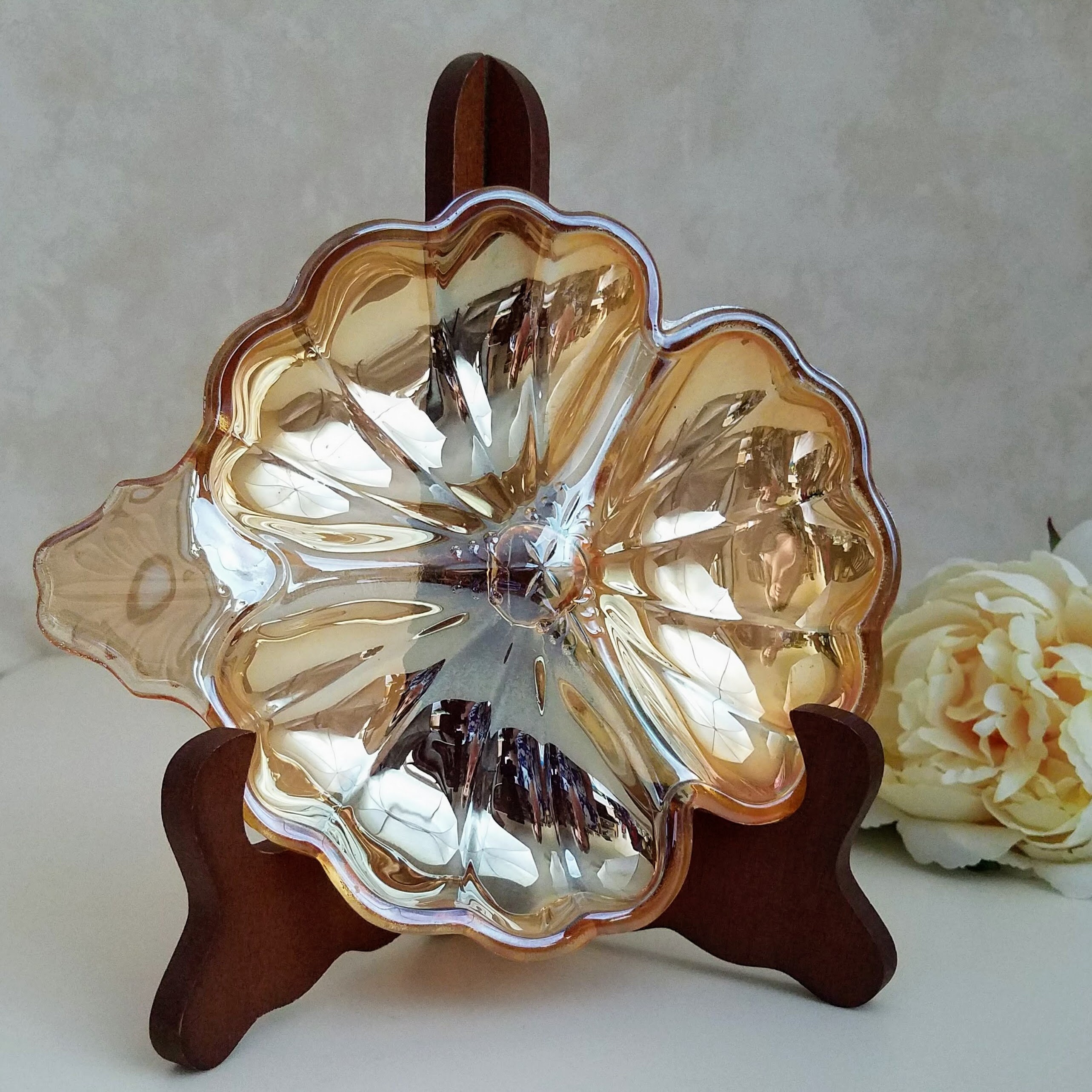 Buy Vintage Carnival Glass Candy Dish Marigold Doric Online