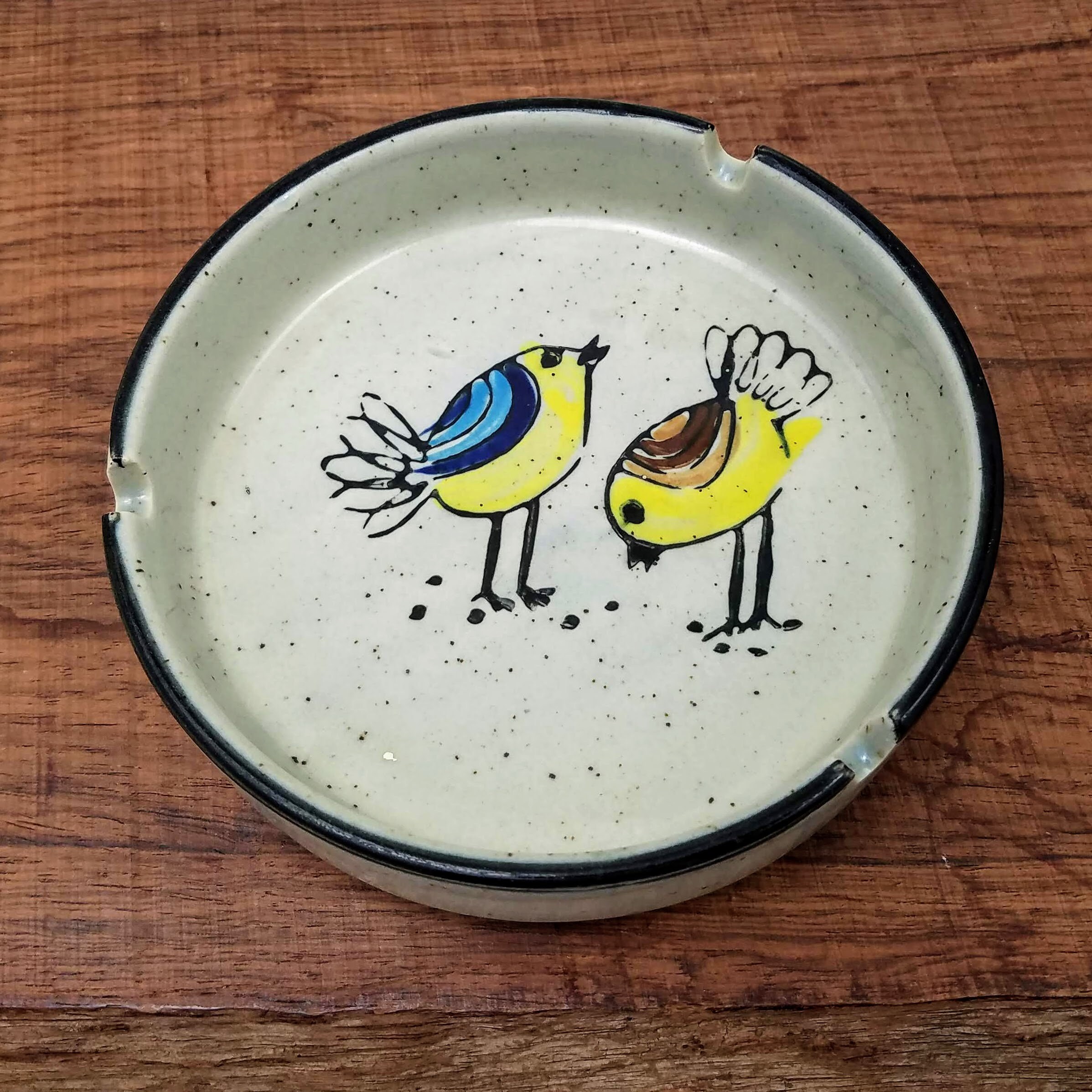 Vintage Otagiri Ashtrays, Set of 2 Speckled Ceramic Ashtrays with