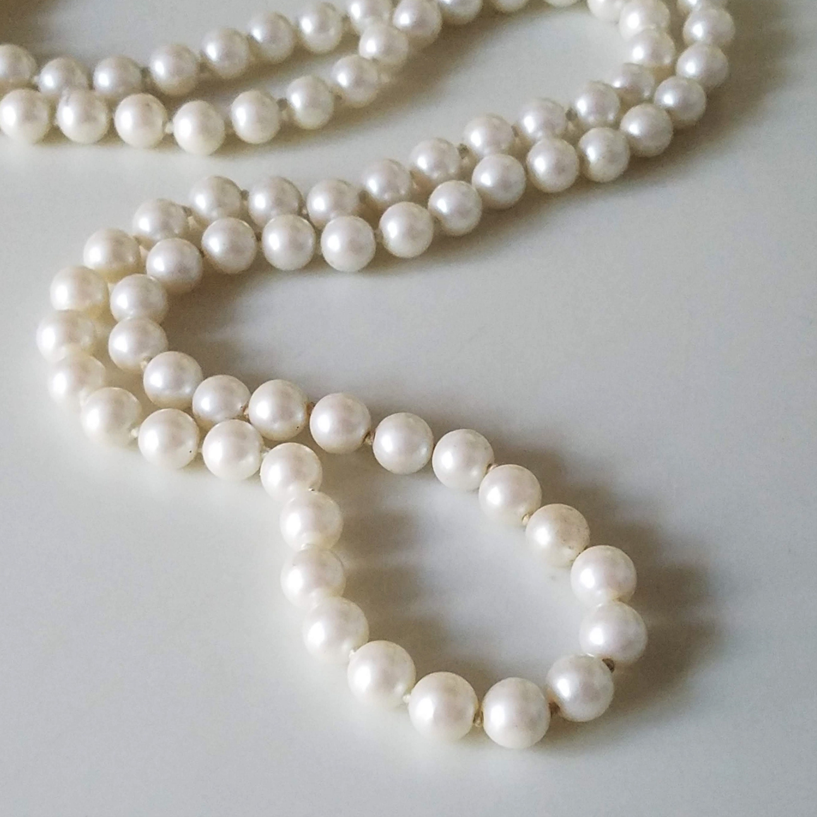 Long Ivory White Pearl Necklace Vintage Boho Pearl Necklace Romantic