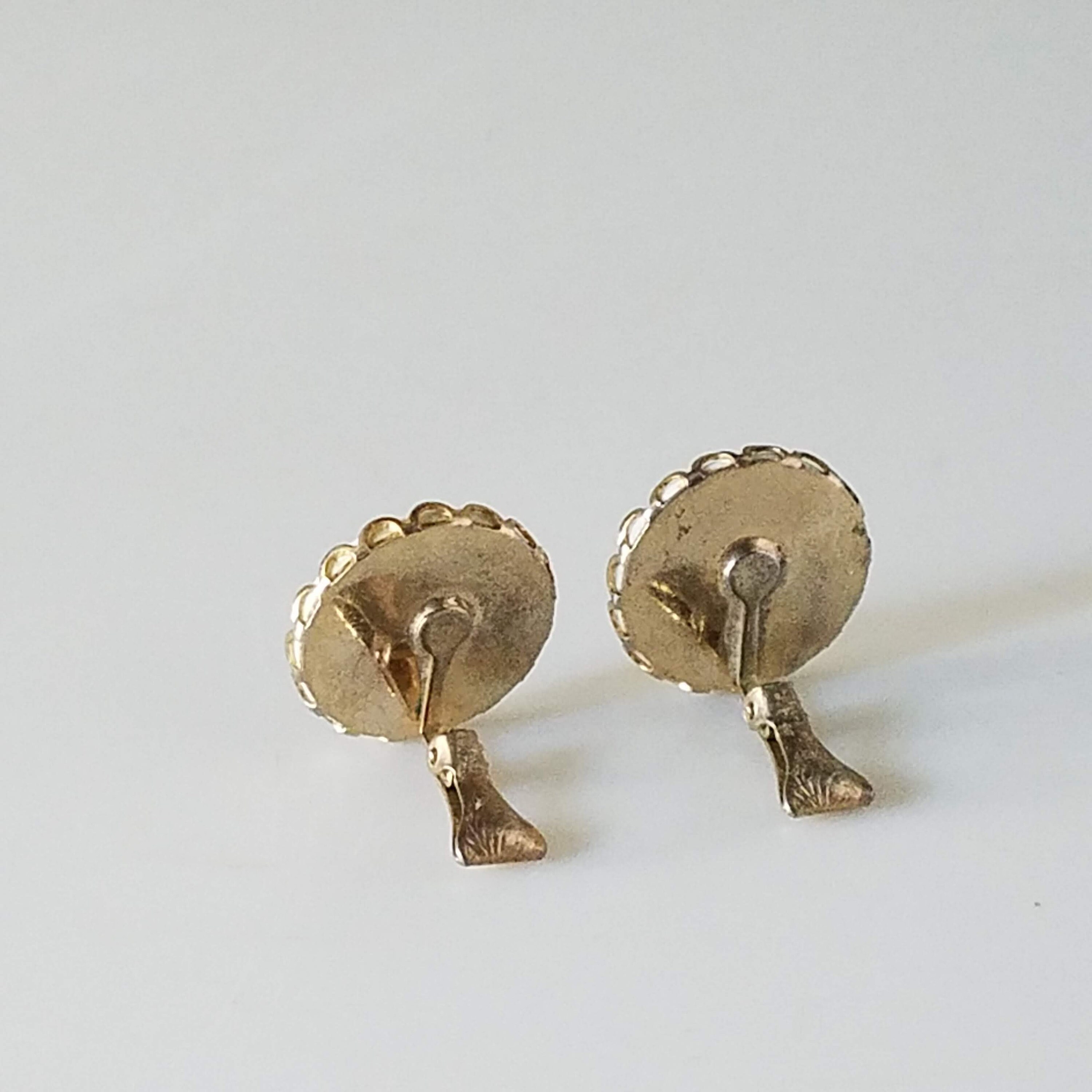 Vintage Clip On Earrings, Victorian Style Courting Couple Porcelain Earrings,