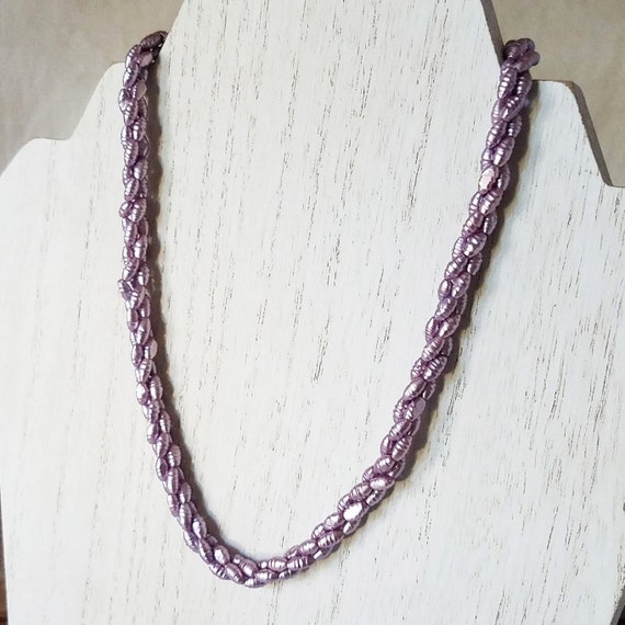 Freshwater Pearl Necklace, Purple Rice Pearl Multi Strand Necklace, Romantic Gift for Her