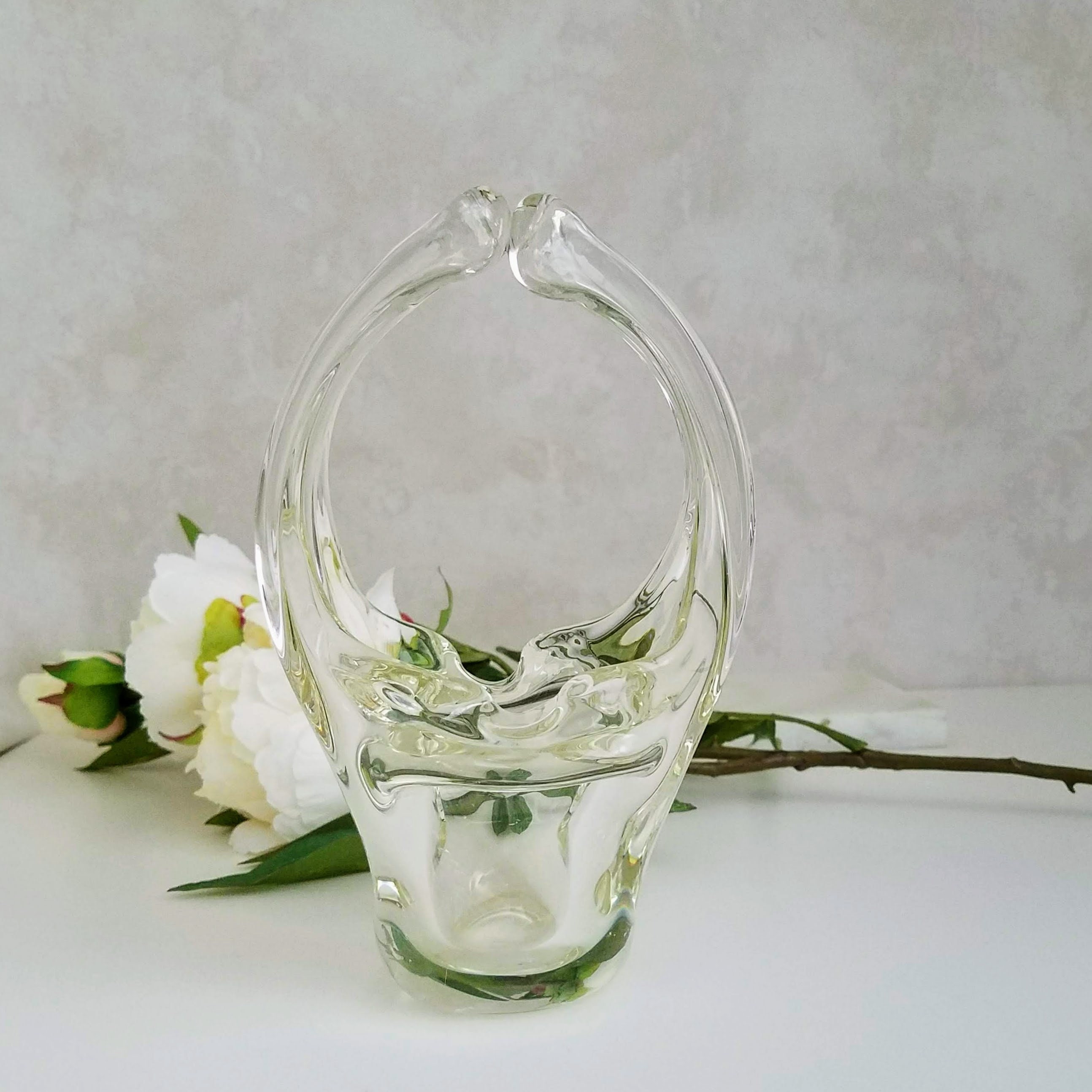 Vintage Murano Glass Basket Clear Glass Collectible Vintage Etsy