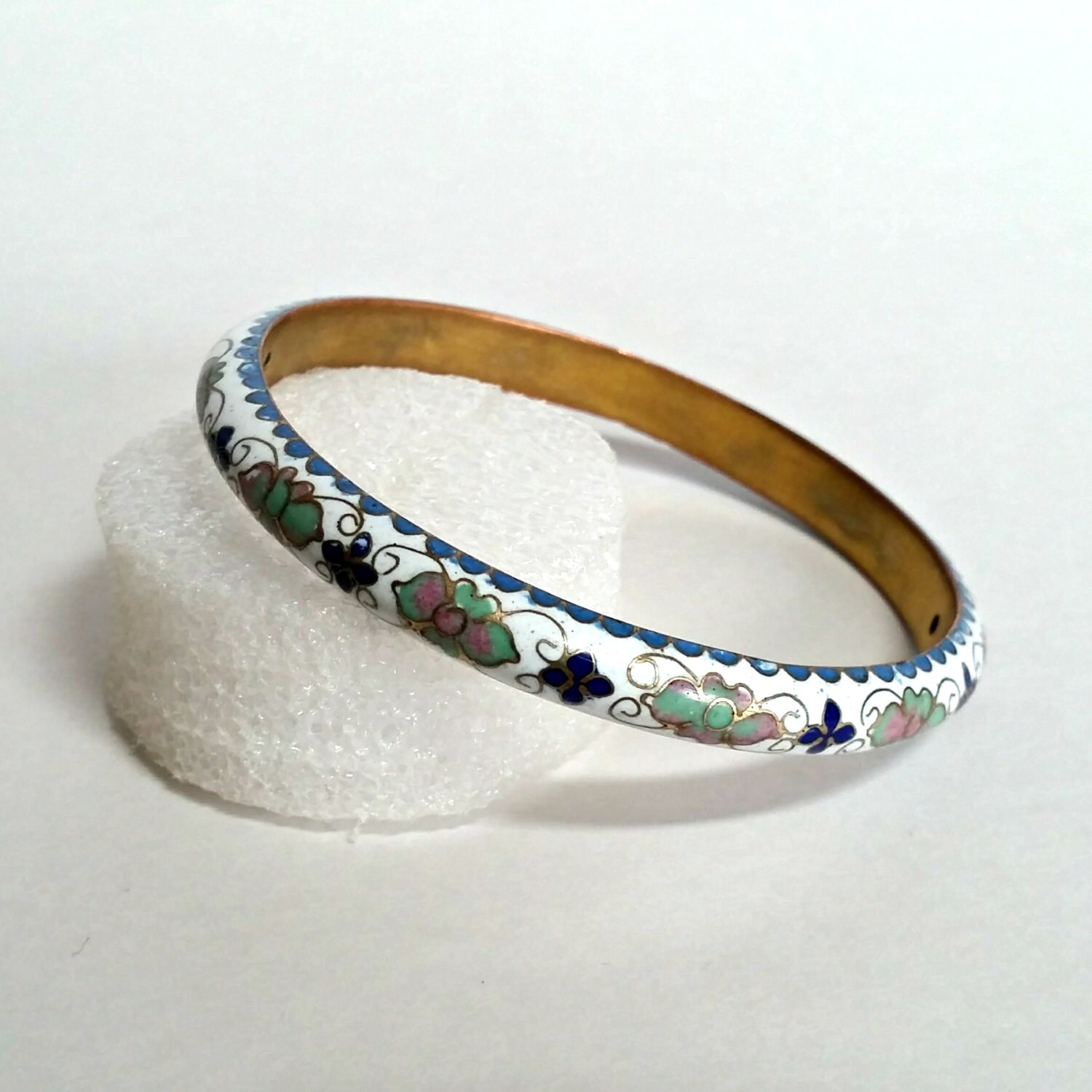ANTIQUE CLOISONNÉ Enamel Bangles - Antique Cloisonne Bracelet - Antique Chinese Cloisonne Bangle - Blue and White Chinese Enamel Bracelet