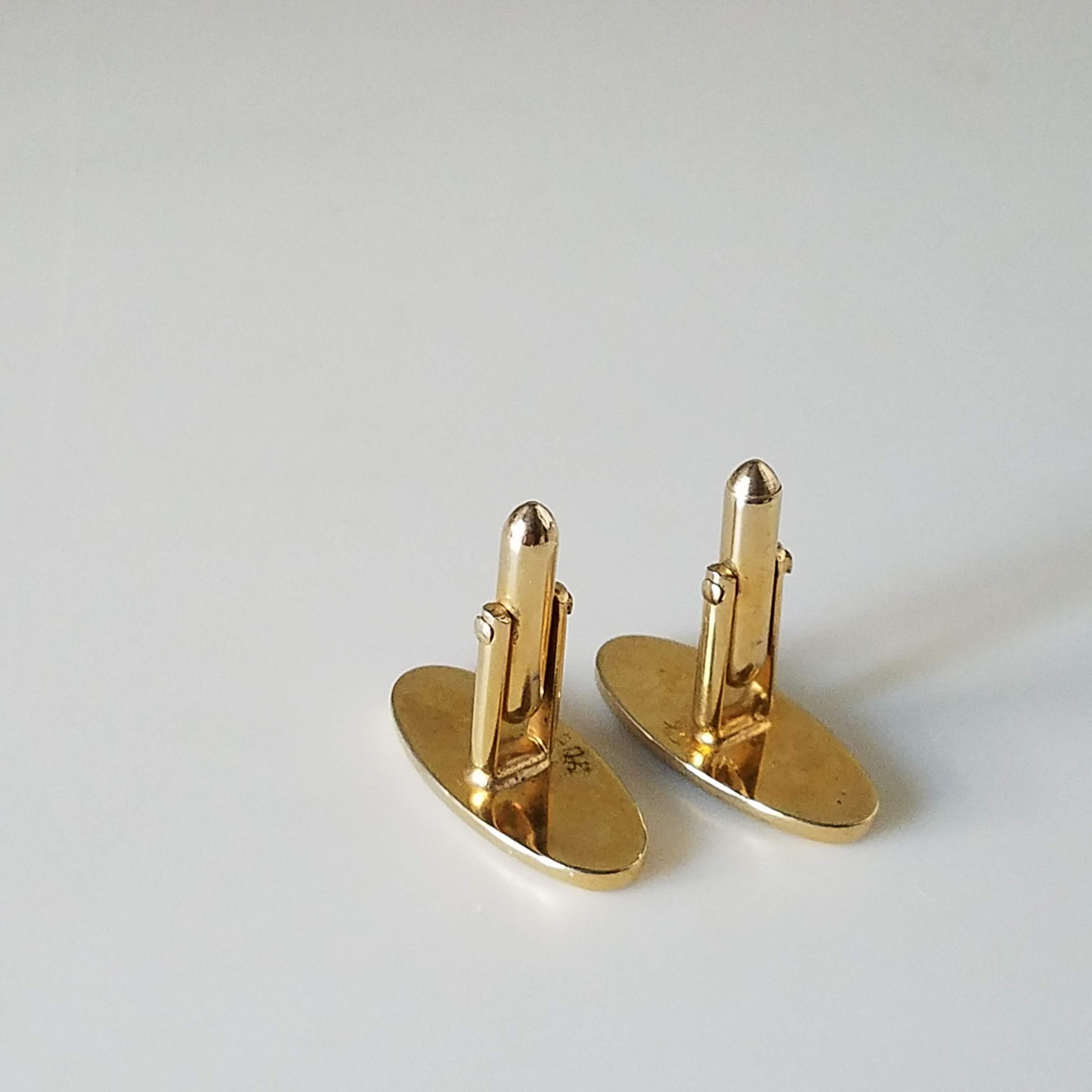 Vintage Cuff Links, Swank Signed Cufflinks, Retro Gold Tone Metal Cuff