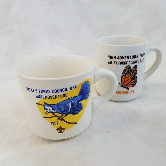 Vintage Boy Scout Mugs, BSA High Adventure Mug, Boy Scout Collectibles, Valley Forge Council, High Adventure 1982 1984, Gift for Him