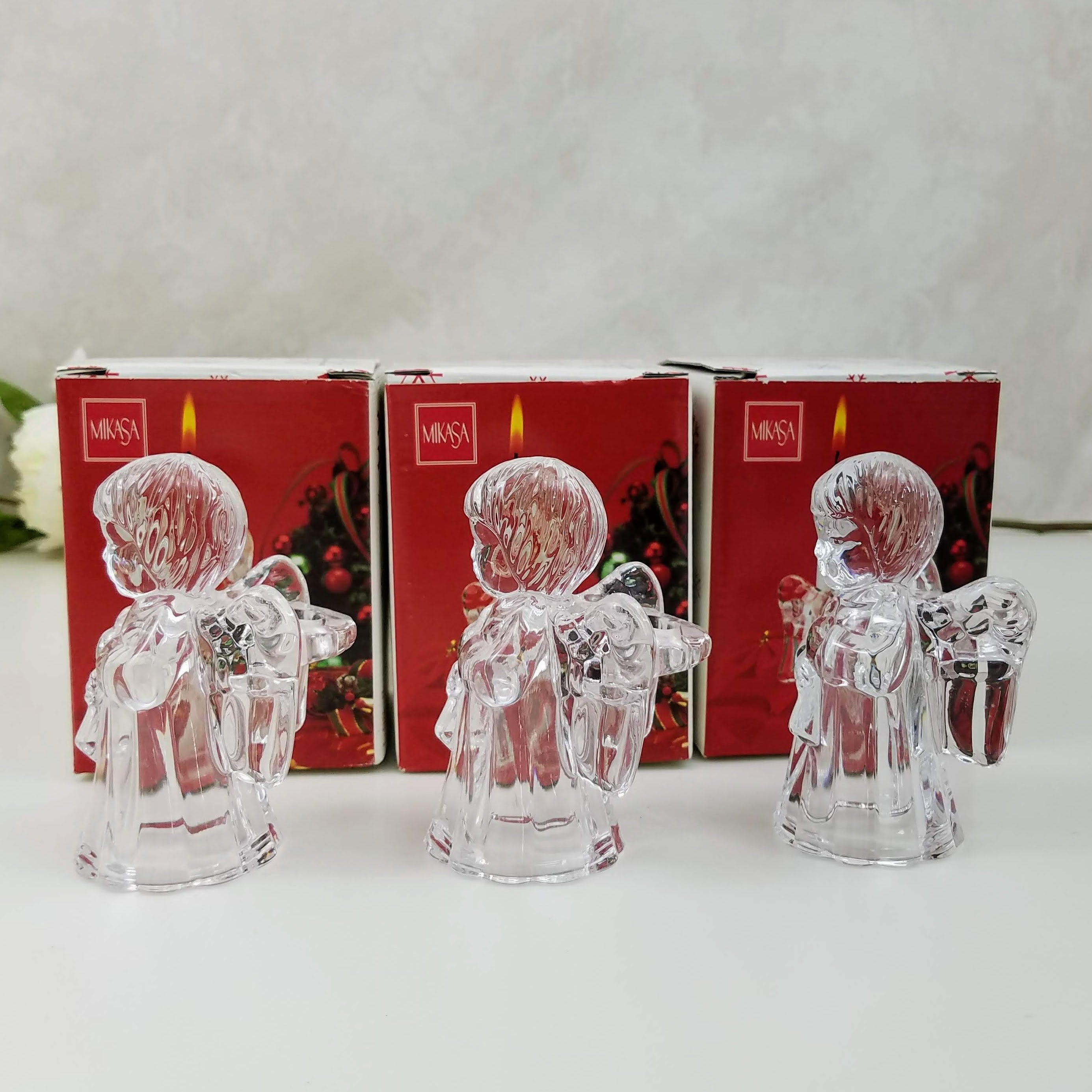 Mikasa Sweet Angel Candle Holder, Vintage Mikasa Glass Angel Candle