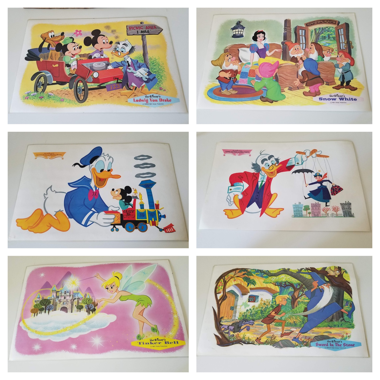 Vintage Disney Placemat Poster Tinkerbell Placemat 1960s Etsy
