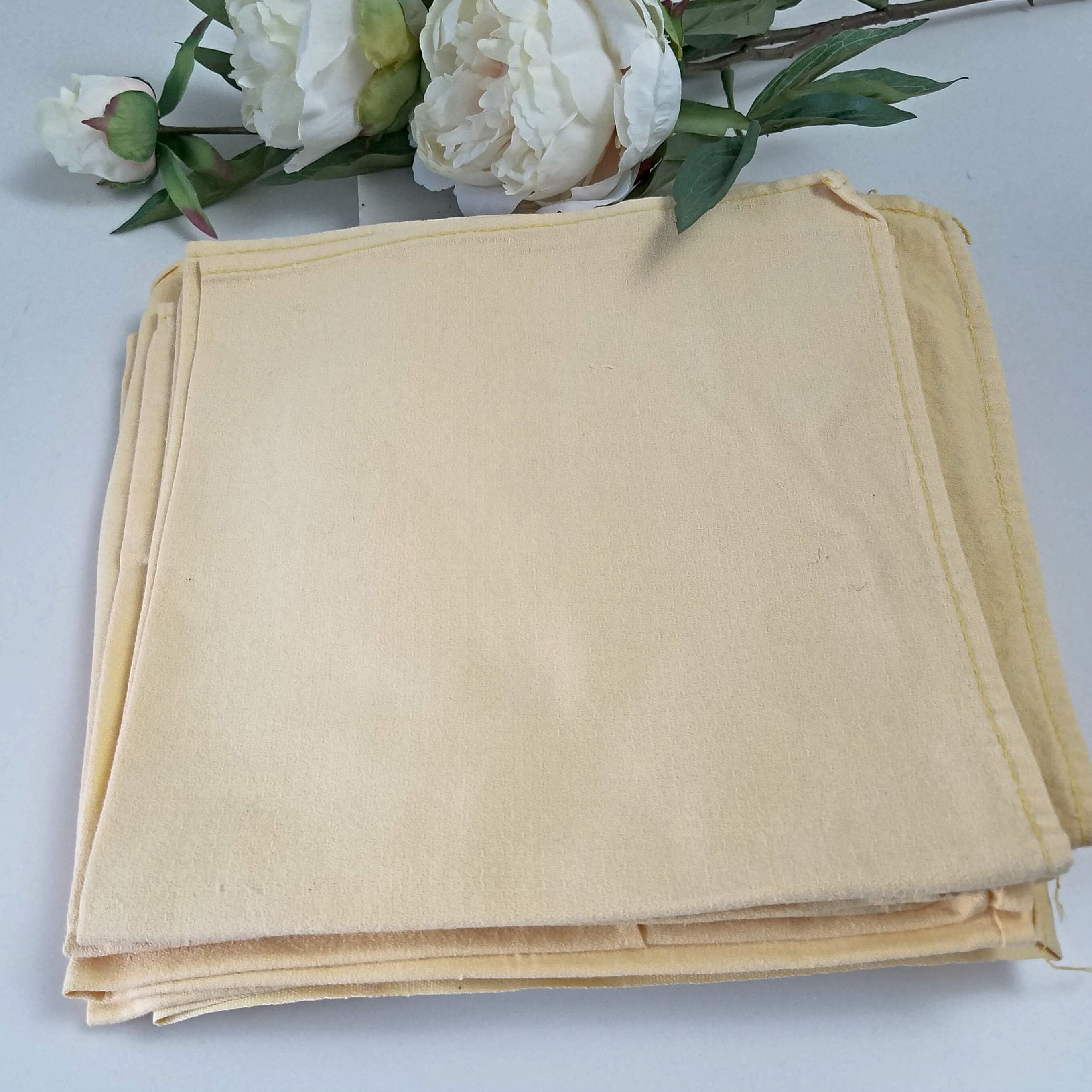Vintage Linen Napkins, Set of 8 Handmade Large Yellow Fabric Napkins