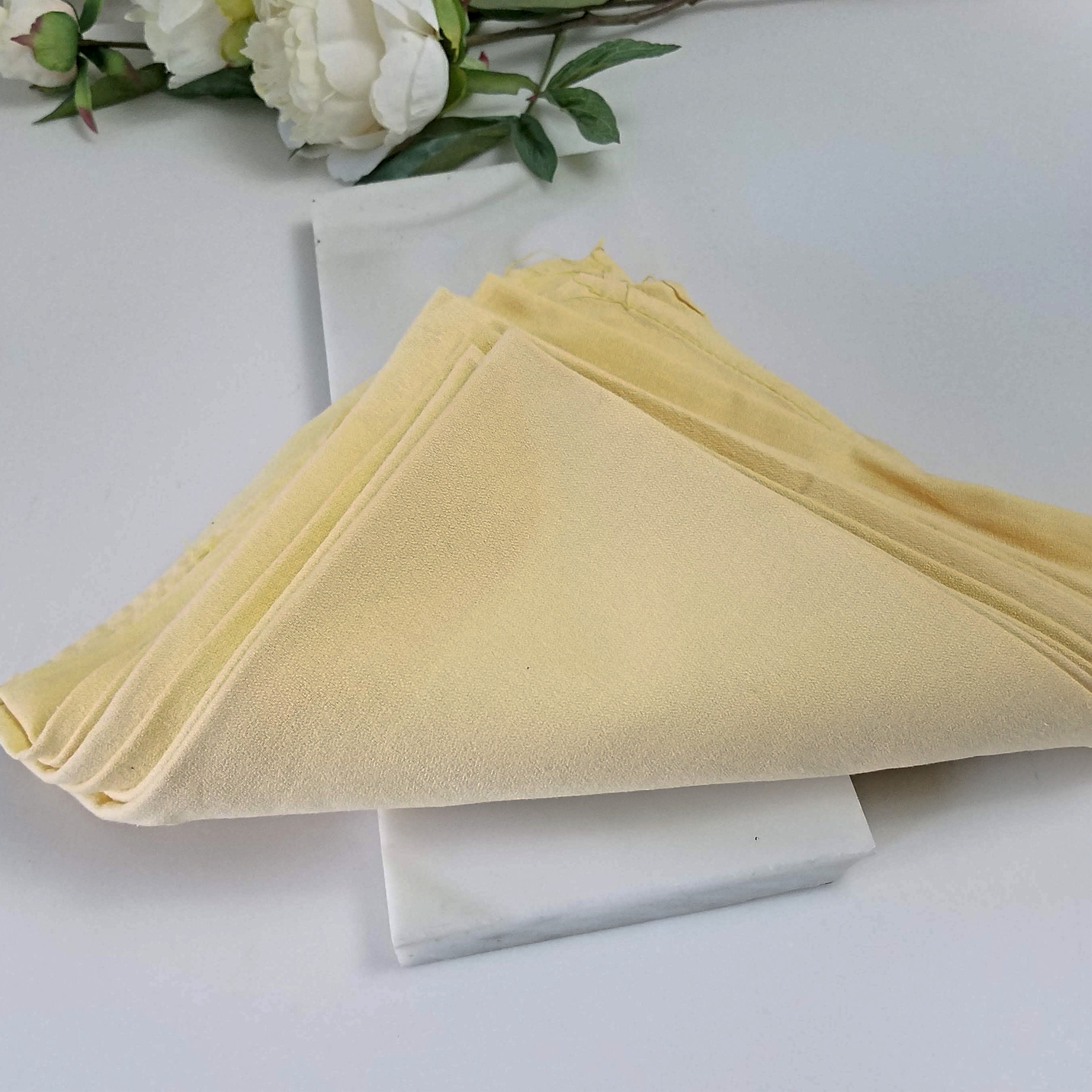 Vintage Linen Napkins, Set of 8 Handmade Large Yellow Fabric Napkins