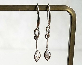 Cubic Zirconia Sterling Silver Dangle Earrings, Gift for Her