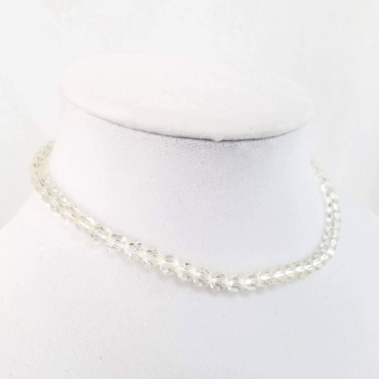 Vintage Crystal Necklace, Clear Crystal Choker, Crystal Bracelet ...