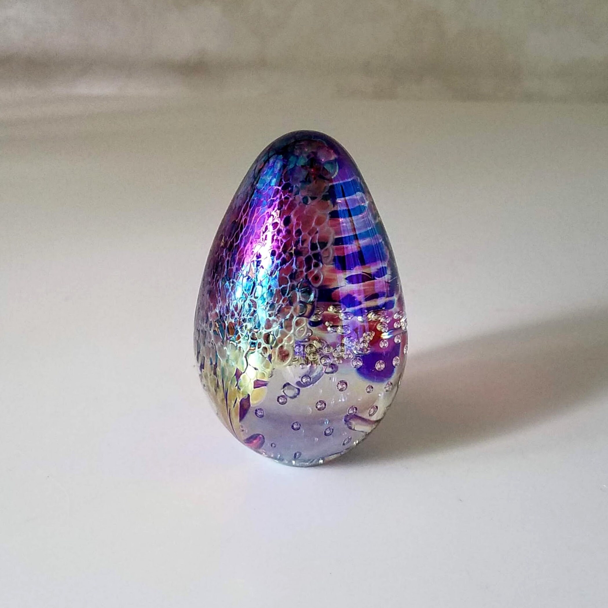Glass Eye Studio GES93 Dichroic Art Glass Paperweight, Egg Shaped