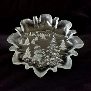 Mikasa Holiday Classics Crystal Dish, Vintage Retired Mikasa Ruffled Dish, Holiday Bonbon or Cookie Platter