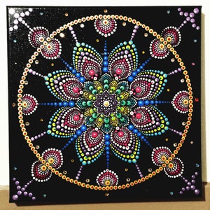 Flower in Space 10x10 frames canvas dot mandala painting