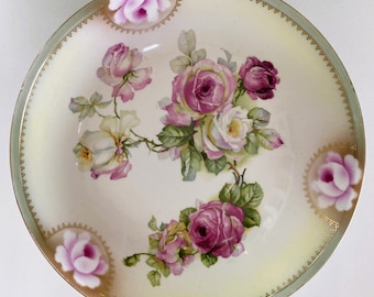 Pink and White Roses, Large Porcelain Bowl, Vintage / Antique from Germany, China Cabinet, Dining, Mix & Match, Shabby Chic, Farmhouse Decor