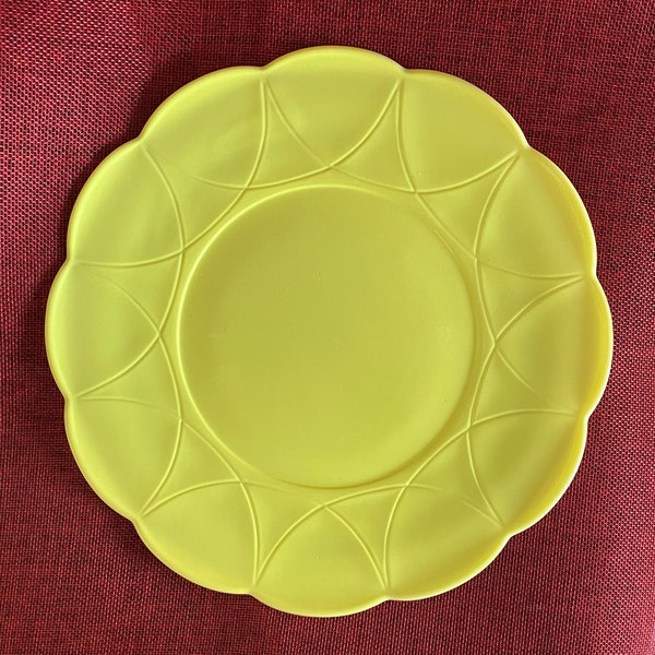 Vintage Hazel Atlas Yellow Dinner Plate, Chartreuse Newport Hairpin Platonite Platter, Shabby Chic Mid-Century Farmhouse Country Mix & Match