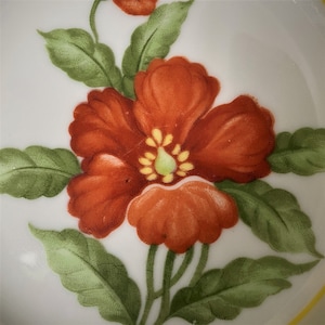 Made in Occupied Japan Brilliant Orange Poppy — 2 Bread & Butter Plates Vintage China Porcelain Tableware