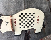 Wall Art Pig Estate Sale Solid Wooden Pig Art Hanging Farmhouse Country Wood Wall Art