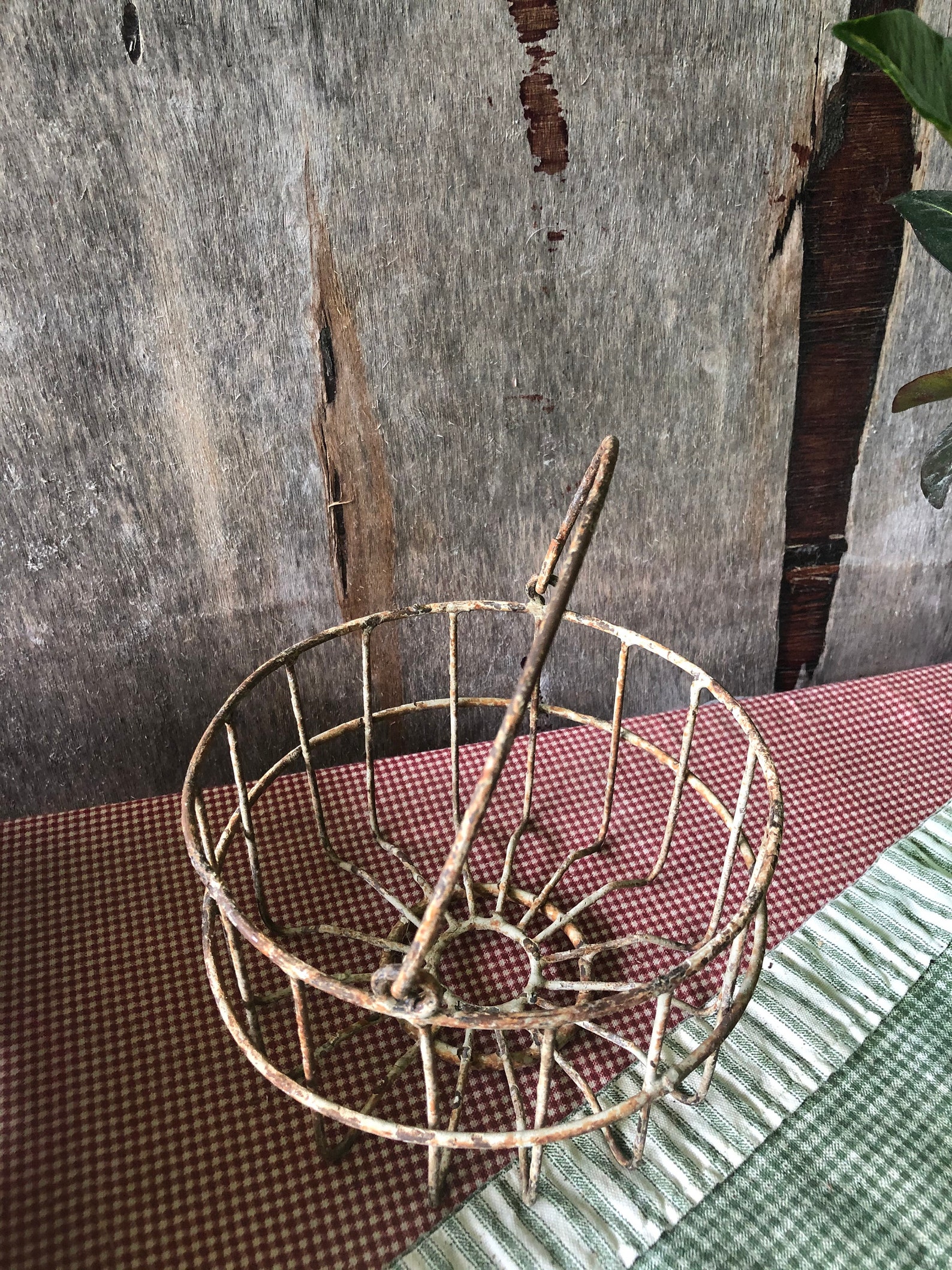 Metal Basket Vintage Basket With Handle Rustic Storage Basket Etsy