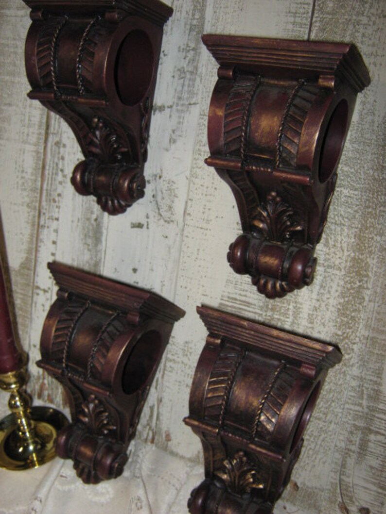 2 Pair Curtain Corbels Wall Shelf Brackets Drapery Brackets Estate Sale Curtain Rod Brackets