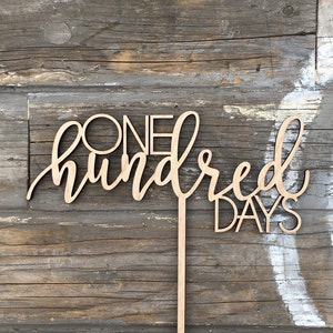 One Hundred Days Cake Topper, 8 inches Happy 100 Days Baby Birth Celebration 100th Calligraphy Laser Cut Toppers Korean Dol Topper image 5