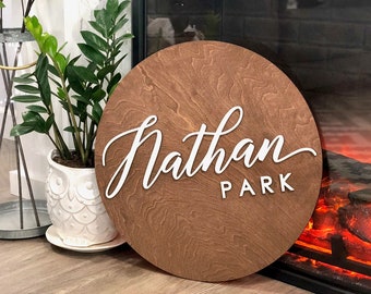 Personalized Name Circle Plank Sign, Wedding Guestbook Alternative, Custom Wedding Sign, Custom Name Sign, Wood Name Sign, Housewarming